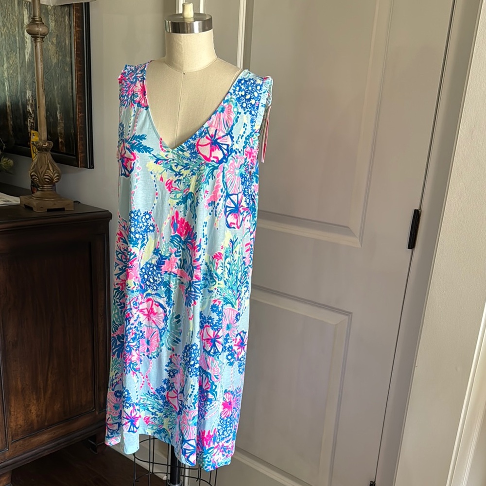 Lilly Pulitzer Blue and Pink Floral Dress